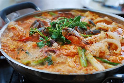 Haemul Jeongol (Spicy Seafood Hot Pot) .